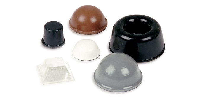 Entretoises en caoutchouc Bumpon de différentes formes, tailles et couleurs.
