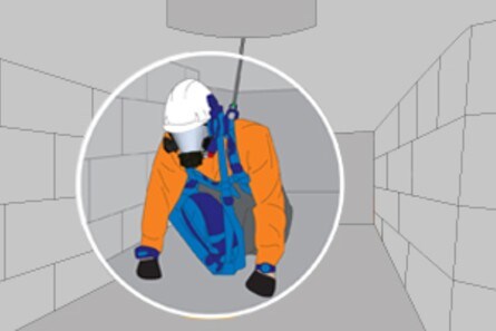 man in confined space icon

