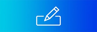 Image d'un arrière-plan bleu avec une icône de stylo et de papier en blanc 
