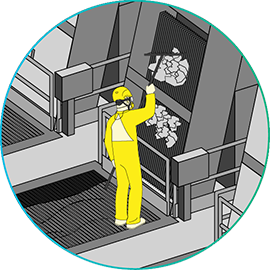 Icône Processus de séparation des matières solides étape par étape