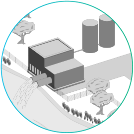 Icône d'illustration du traitement complet des eaux usées