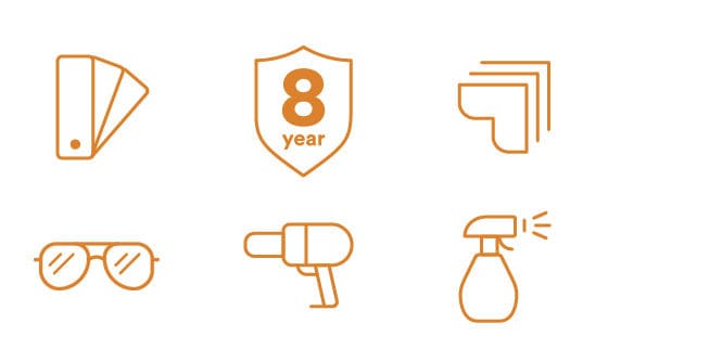 Groupe d'icônes symbolisant les avantages pour le propriétaire du véhicule.
