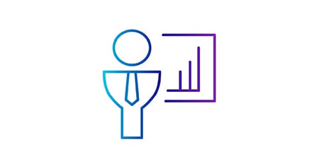 Icône représentant une personne devant un tableau
