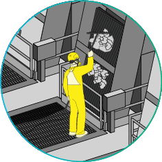 Icône Processus de séparation des matières solides